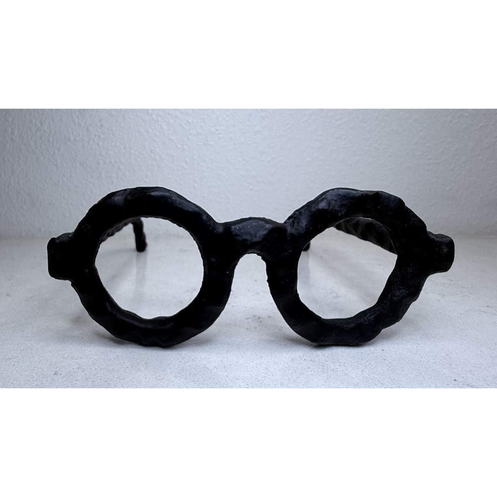 Modern Glasses Sculpture Black Matte Decor Bookend Accent Quirky Art Object Home